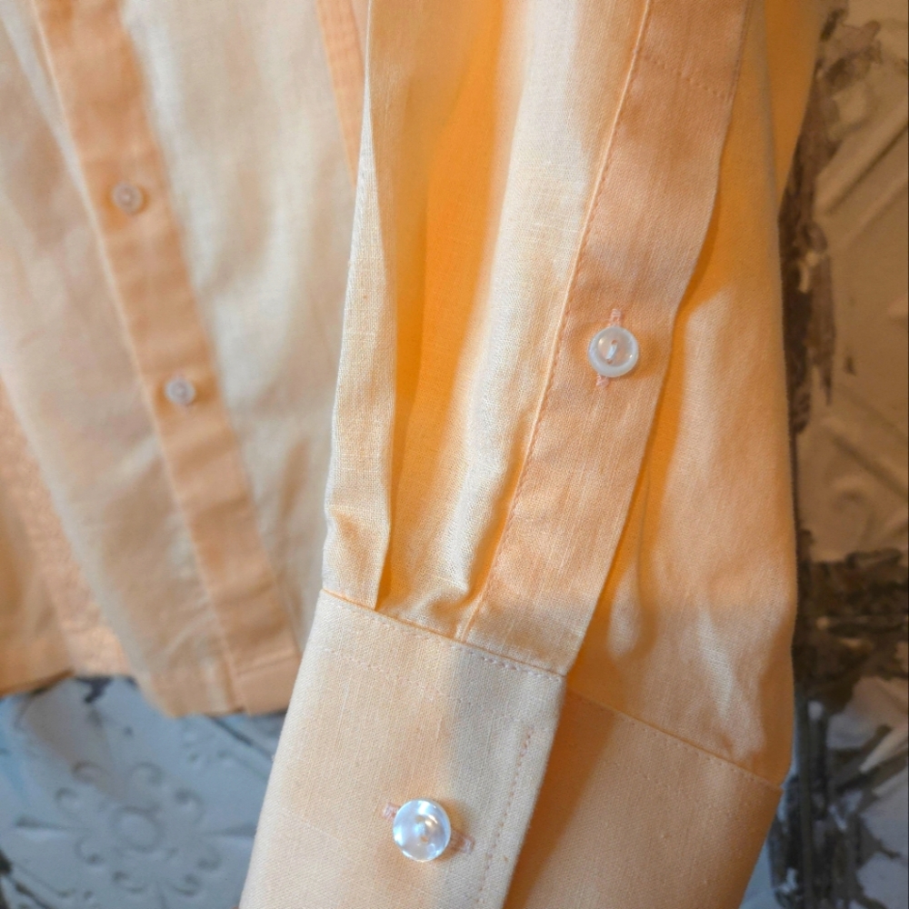 Bahamas Manchester Men's Authentic Guayabera Salmon Long Sleeve Shirt - Size L - Picture 13 of 16